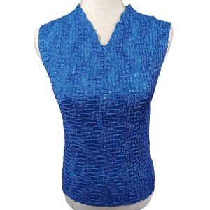 Uniform John Paul Richard Women Blue Sleeveless Top size Small Textured S